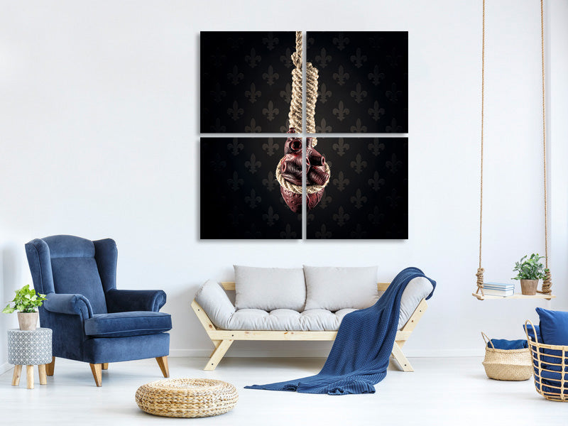 4-piece-canvas-print-heart-on-a-noose