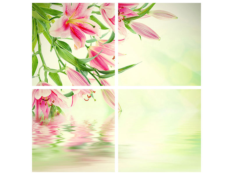 4-piece-canvas-print-lilies-on-water