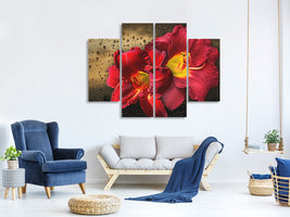 4-piece-canvas-print-lily-flowers-with-water-drops