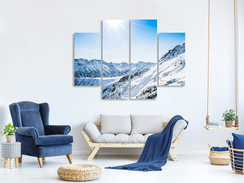 4-piece-canvas-print-mountain-panorama-in-snow