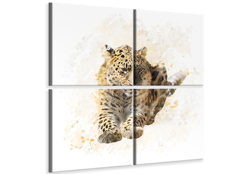 4-piece-canvas-print-painting-lynx