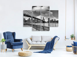 4-piece-canvas-print-skyline-black-and-white-photography-brooklyn-bridge-ny