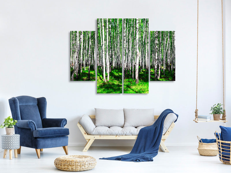 4-piece-canvas-print-summerly-birch-forest