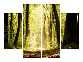 4-piece-canvas-print-sunrise-in-the-forest