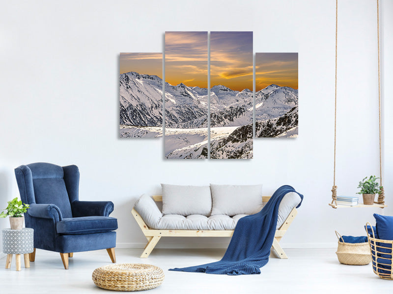 4-piece-canvas-print-sunset-in-the-mountains