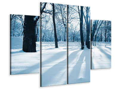 4-piece-canvas-print-the-forest-without-tracks-in-the-snow