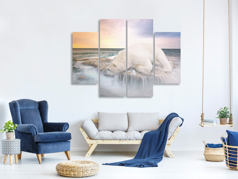 4-piece-canvas-print-the-polar-bear-and-the-sea