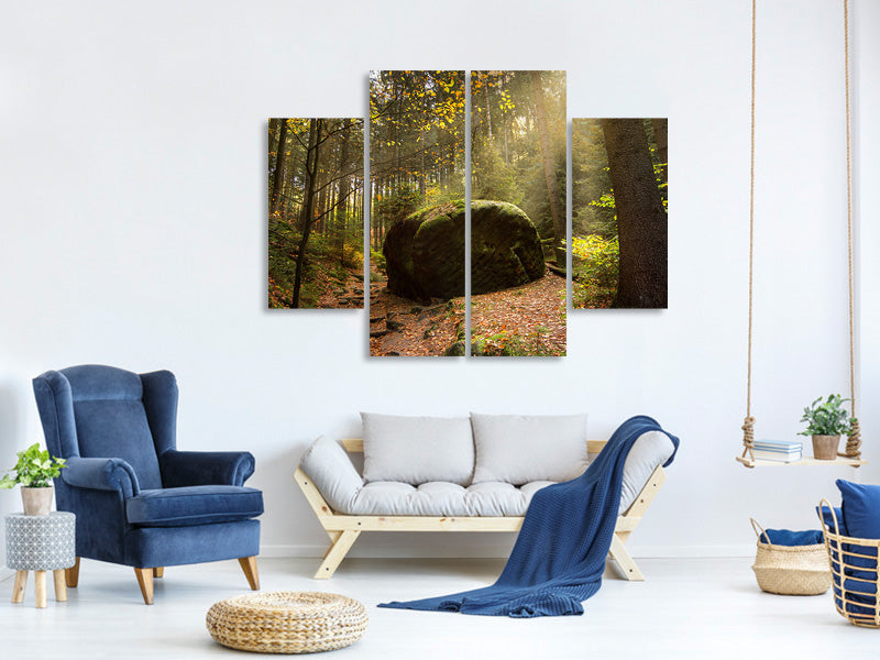 4-piece-canvas-print-the-rock-in-the-forest