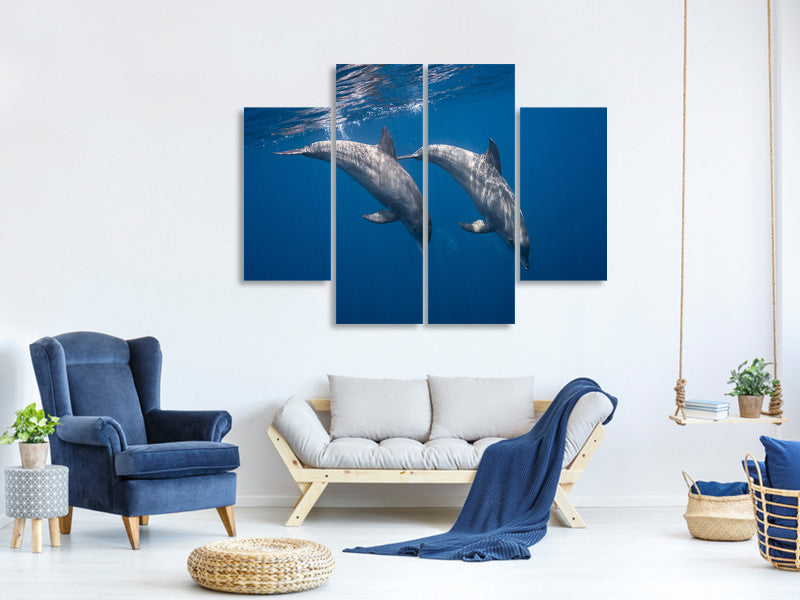 4-piece-canvas-print-two-bottlenose-dolphins