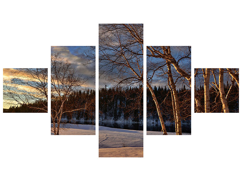 5-piece-canvas-print-birches-in-the-winter