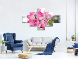 5-piece-canvas-print-bouquet-of-roses-in-pink