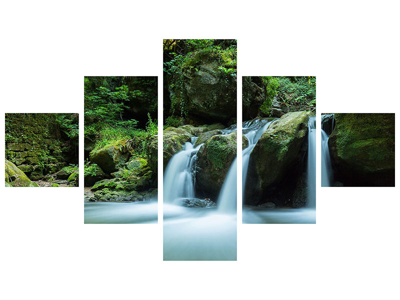 5-piece-canvas-print-falling-water-in-the-wood