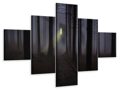 5-piece-canvas-print-fog-in-the-forest