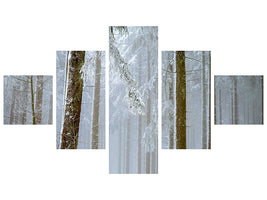 5-piece-canvas-print-forest-in-winter