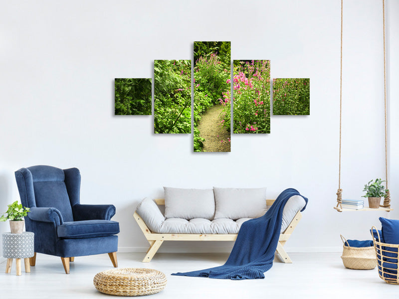 5-piece-canvas-print-garden-path