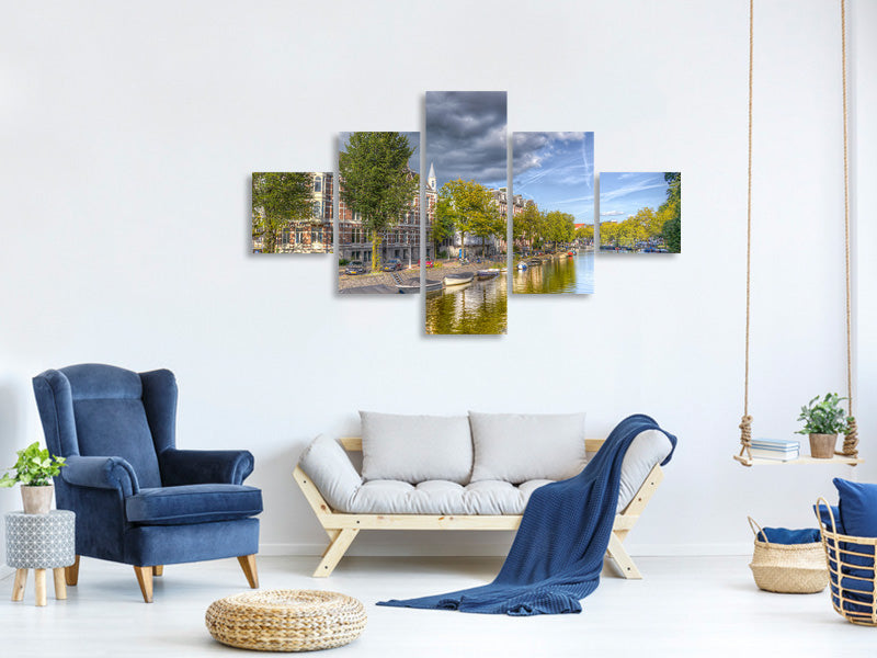 5-piece-canvas-print-idyllic-amsterdam