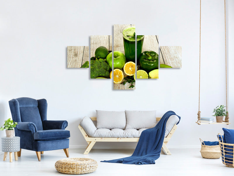 5-piece-canvas-print-ingredients-green-smoothie