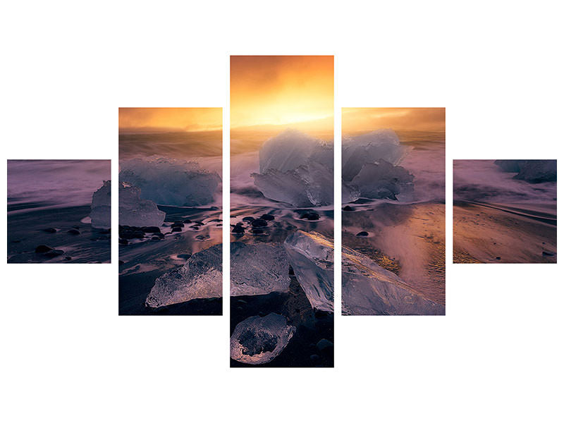 5-piece-canvas-print-jokulsarlonas-sunrise-ii