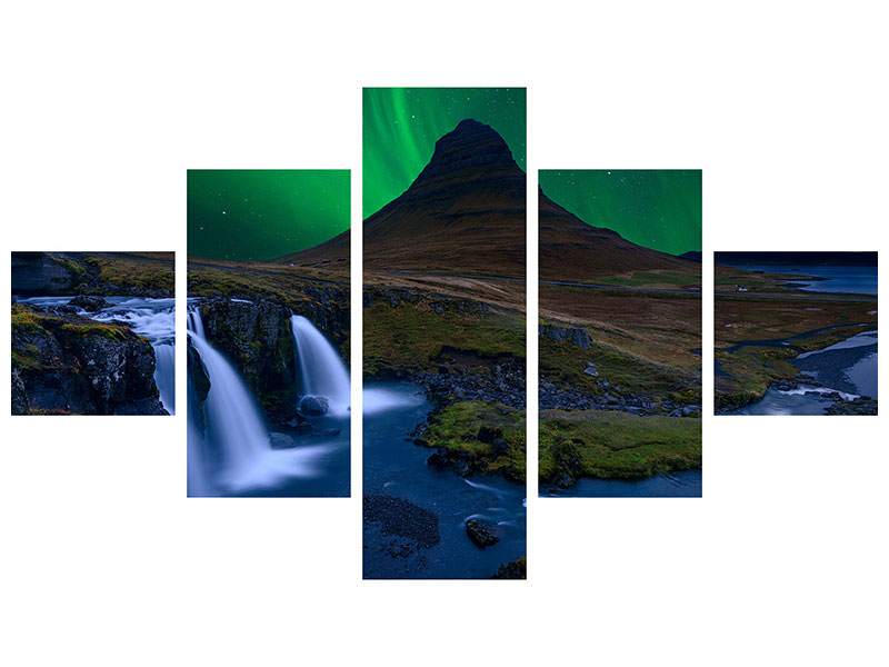 5-piece-canvas-print-kirkjufell-under-a-boreal-green-sky