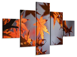 5-piece-canvas-print-maple-leaves-in-autumn