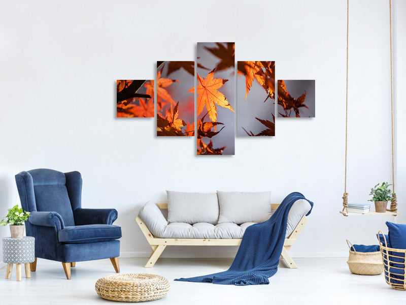 5-piece-canvas-print-maple-leaves-in-autumn