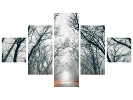 5-piece-canvas-print-mysterious-mood-in-the-forest