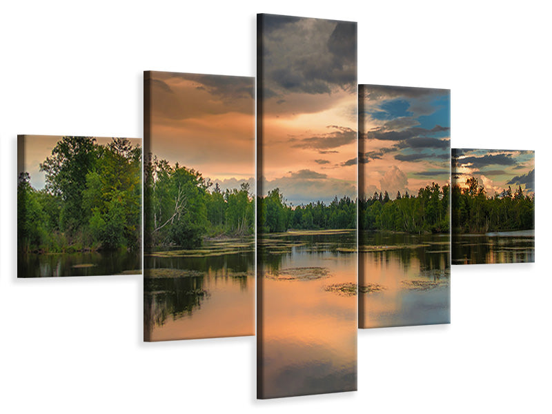 5-piece-canvas-print-mystic-lake