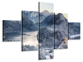 5-piece-canvas-print-neuschwanstein-castle-in-ammergebierge