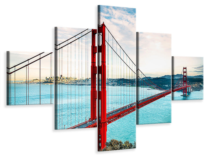 5-piece-canvas-print-red-golden-gate-bridge