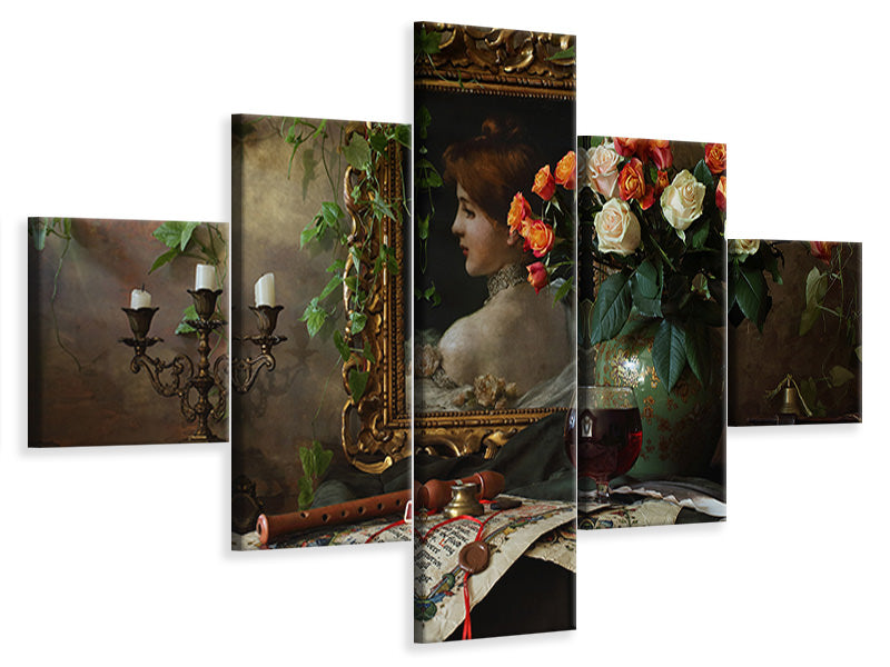 5-piece-canvas-print-still-life-with-flowers-and-picture