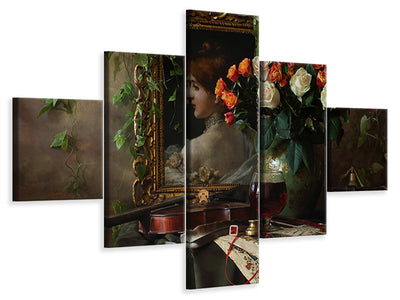 5-piece-canvas-print-still-life-with-violin-and-flowers-ii