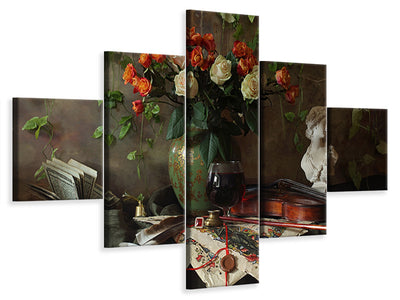 5-piece-canvas-print-still-life-with-violin-and-flowers-iii