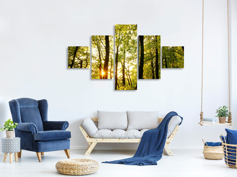 5-piece-canvas-print-sunset-between-trees