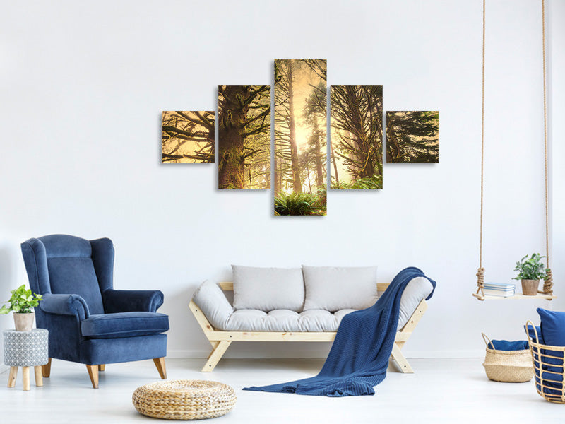 5-piece-canvas-print-sunset-in-jungle