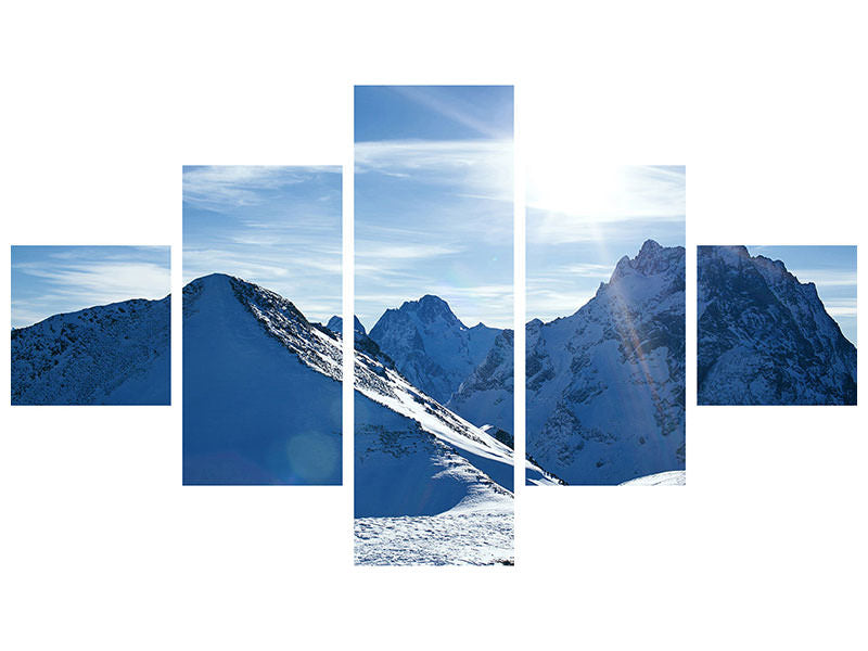 5-piece-canvas-print-the-mountain-in-snow