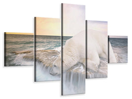 5-piece-canvas-print-the-polar-bear-and-the-sea