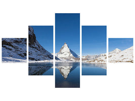 5-piece-canvas-print-the-riffelsee-on-matterhorn