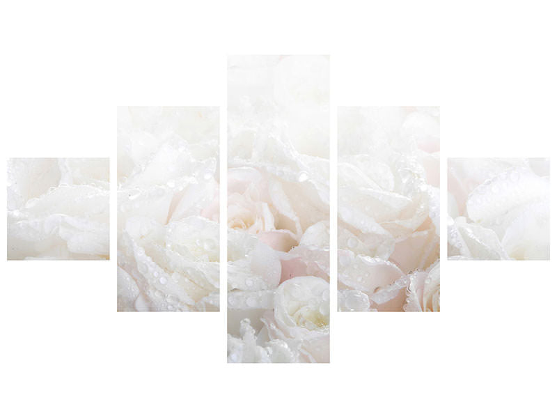 5-piece-canvas-print-white-roses-in-the-morning-dew