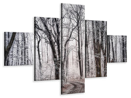 5-piece-canvas-print-wintry-forest