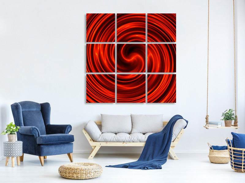 9-piece-canvas-print-abstract-red-whirl