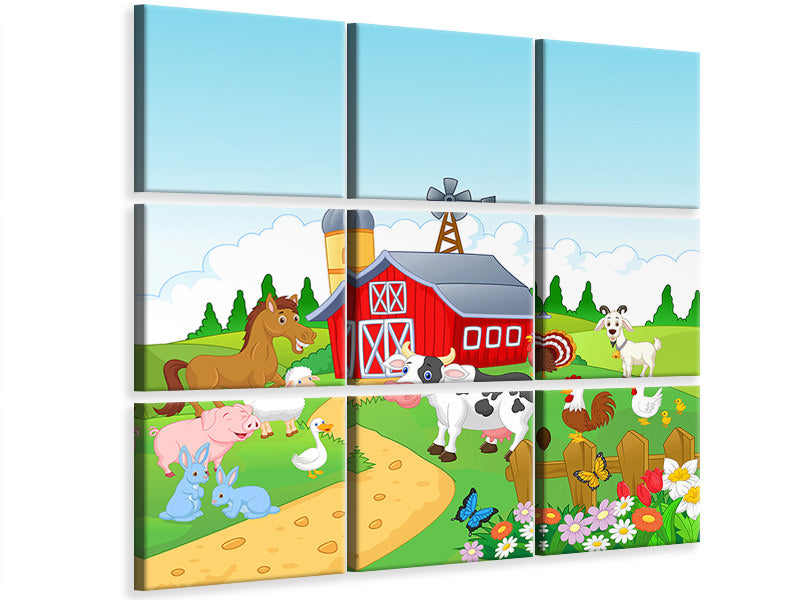 9-piece-canvas-print-funny-farm