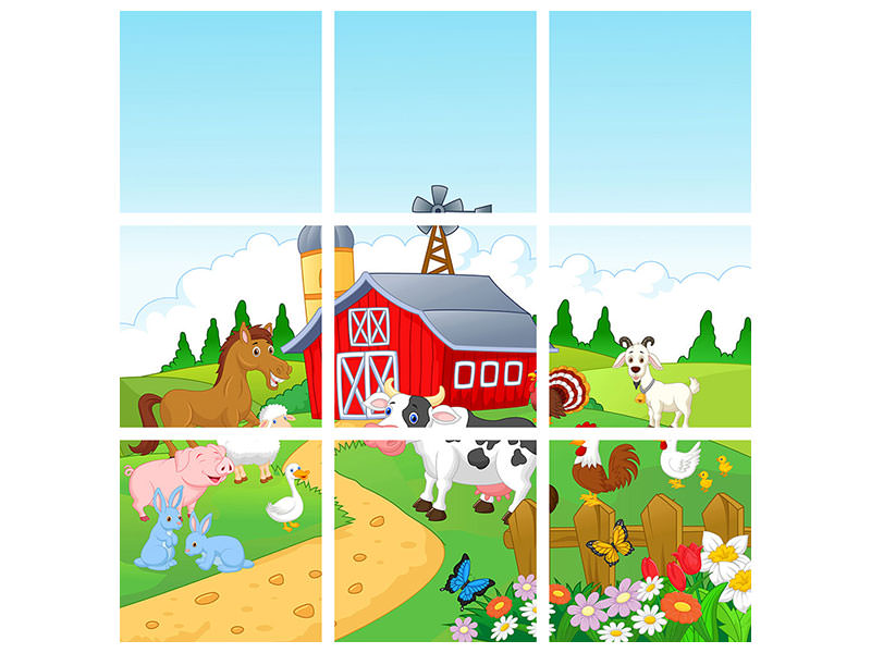 9-piece-canvas-print-funny-farm