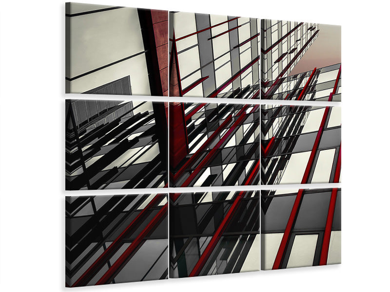 9-piece-canvas-print-red-lines