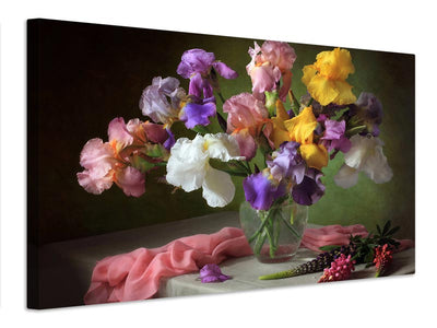 canvas-print-with-a-bouquet-of-irises-and-flowers-lupine-x