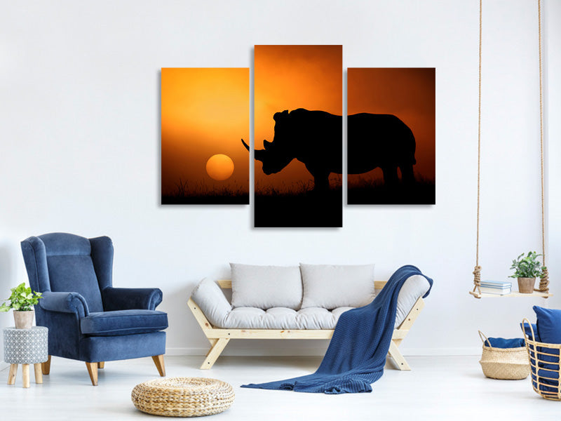 modern-3-piece-canvas-print-rhino-sunrise