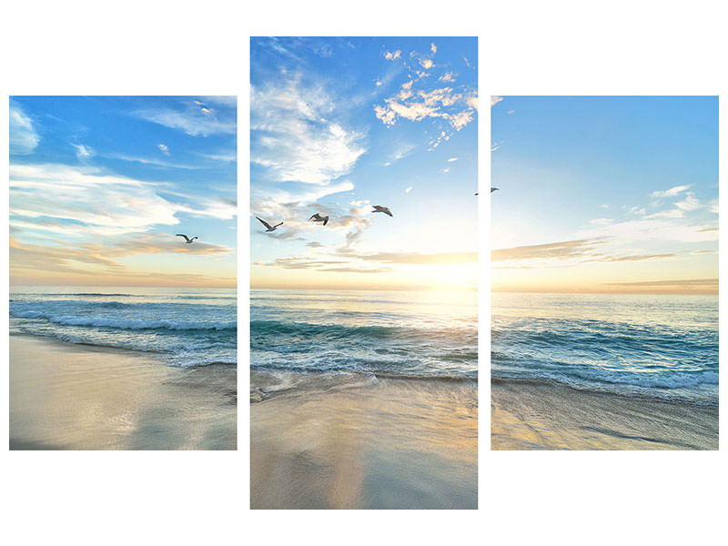 modern-3-piece-canvas-print-the-seagulls-and-the-sea-at-sunrise