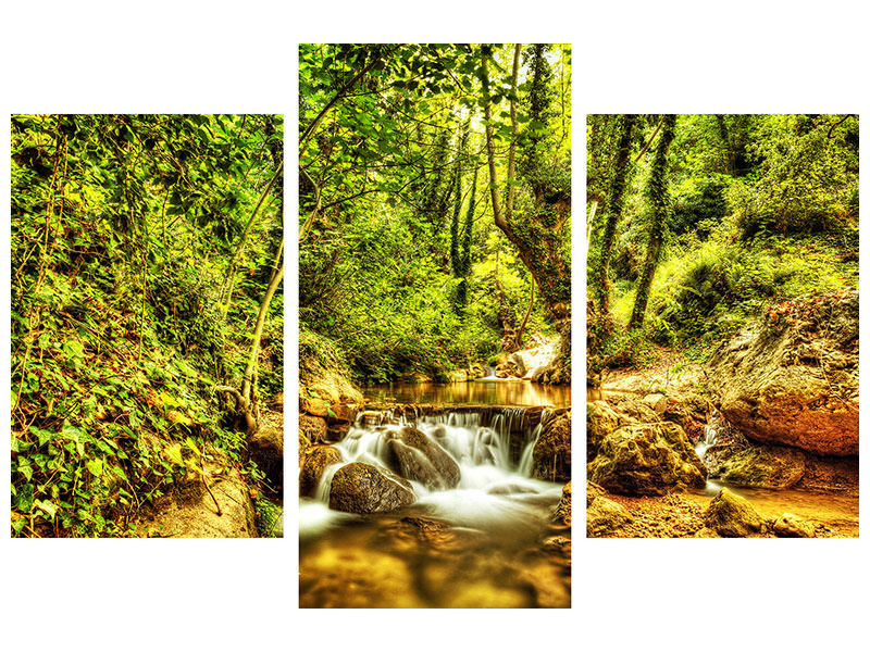 modern-3-piece-canvas-print-waterfall-in-the-forest