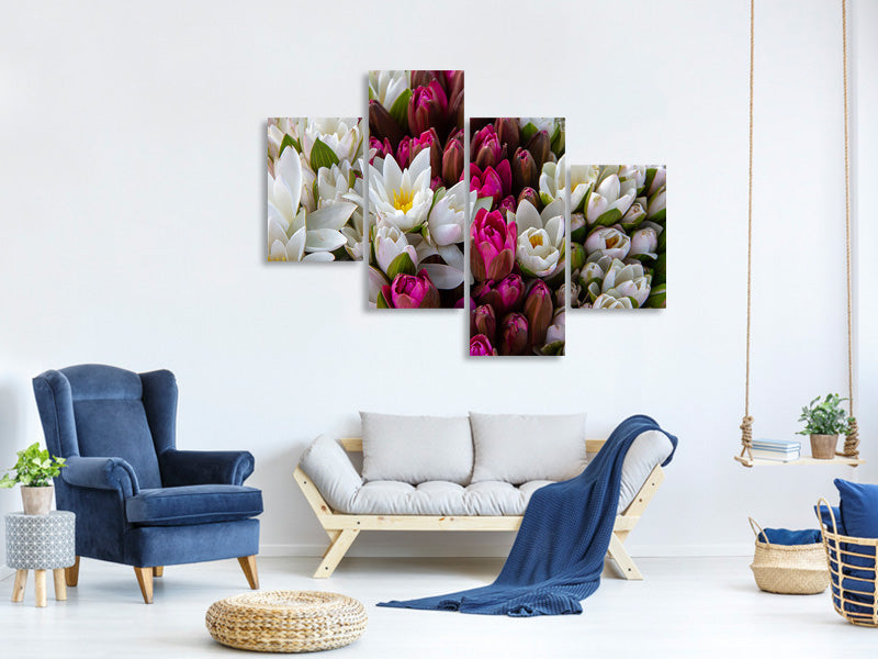 modern-4-piece-canvas-print-a-bouquet-of-water-lilies