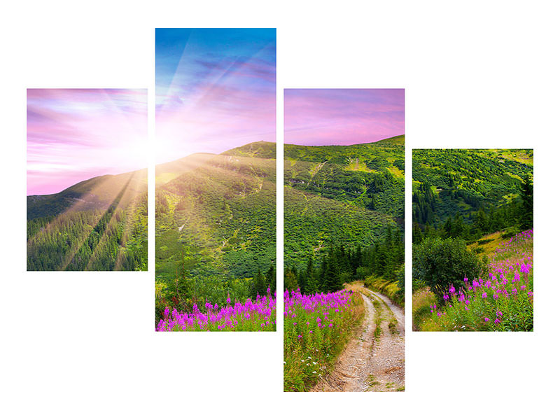 modern-4-piece-canvas-print-a-summer-landscape-at-sunrise