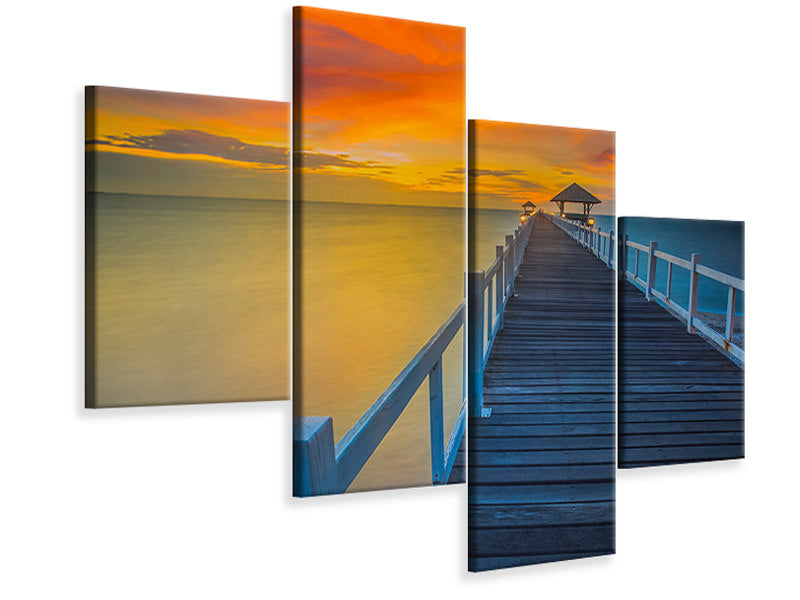 modern-4-piece-canvas-print-a-wooden-bridge-in-the-far-east